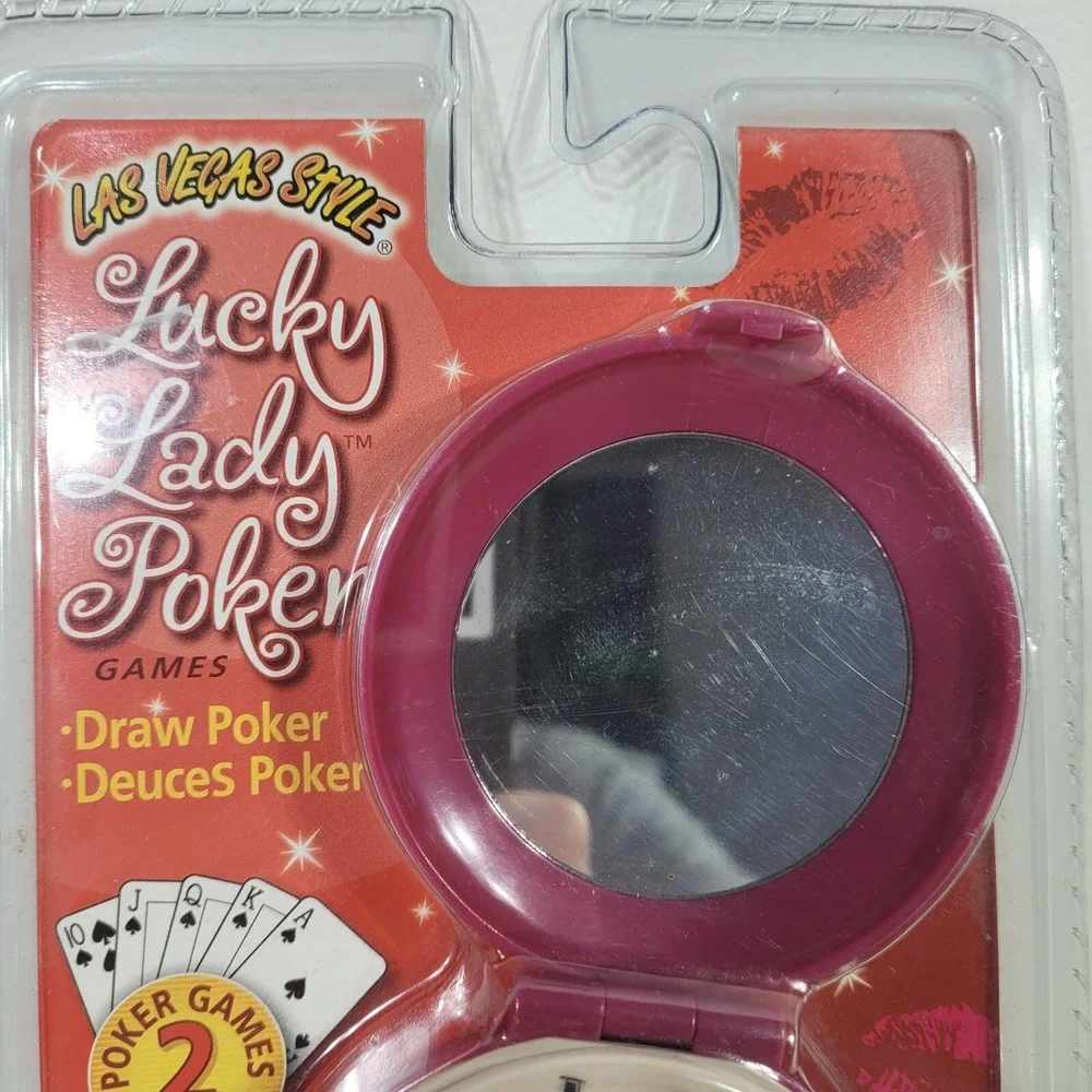 Lucky Lady Poker Games Las Vegas Styles Mirror in Lid Handheld Compact 2003 Rare